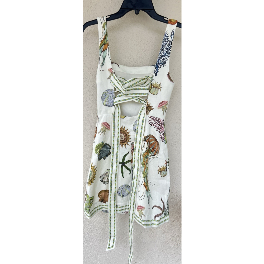 NWT ALEMAIS Sea Sleeveless Linen Mini Dress Square Tie Back Size US 2 Vacation - Picture 11 of 14